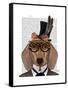 Dachshund with Top Hat and Goggles-Fab Funky-Framed Stretched Canvas