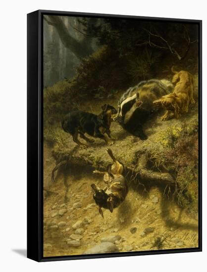 Dachshunds on a Badger-Guido Maffei-Framed Stretched Canvas