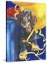 Dachsund with Yellow Ribbons and Balloons-Barbara Keith-Stretched Canvas