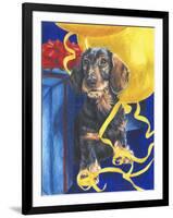 Dachsund with Yellow Ribbons and Balloons-Barbara Keith-Framed Giclee Print