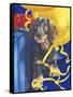 Dachsund with Yellow Ribbons and Balloons-Barbara Keith-Framed Stretched Canvas