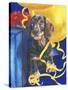 Dachsund with Yellow Ribbons and Balloons-Barbara Keith-Stretched Canvas