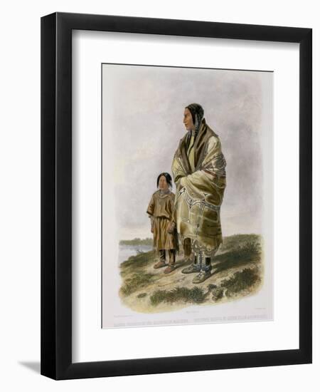 Dacota Woman and Assiniboin Girl-Karl Bodmer-Framed Premium Giclee Print