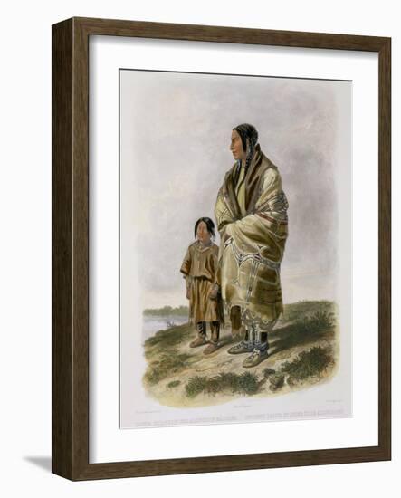 Dacota Woman and Assiniboin Girl-Karl Bodmer-Framed Giclee Print