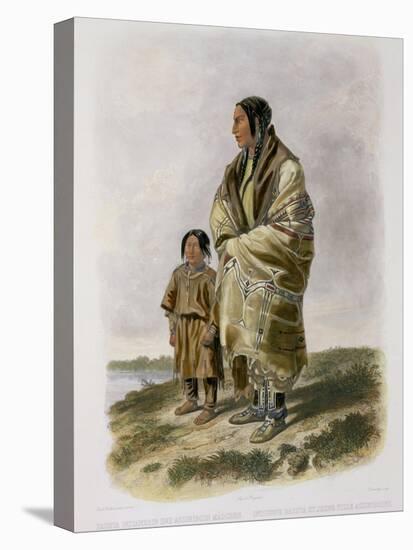 Dacota Woman and Assiniboin Girl-Karl Bodmer-Stretched Canvas