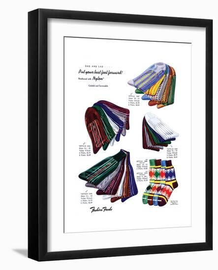 Dad and Lad. Put Your Best Foot Forward! Nylon Socks-Fashion Frocks-Framed Art Print