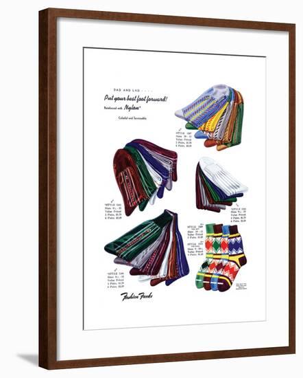 Dad and Lad. Put Your Best Foot Forward! Nylon Socks-Fashion Frocks-Framed Art Print