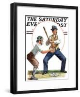 "Dad at Bat," Saturday Evening Post Cover, June 1, 1929-Alan Foster-Framed Giclee Print