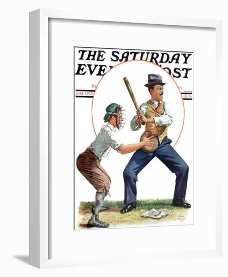 "Dad at Bat," Saturday Evening Post Cover, June 1, 1929-Alan Foster-Framed Giclee Print