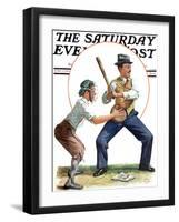 "Dad at Bat," Saturday Evening Post Cover, June 1, 1929-Alan Foster-Framed Giclee Print