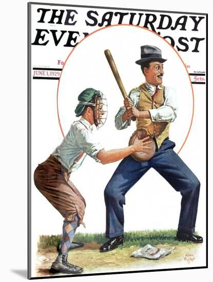 "Dad at Bat," Saturday Evening Post Cover, June 1, 1929-Alan Foster-Mounted Giclee Print