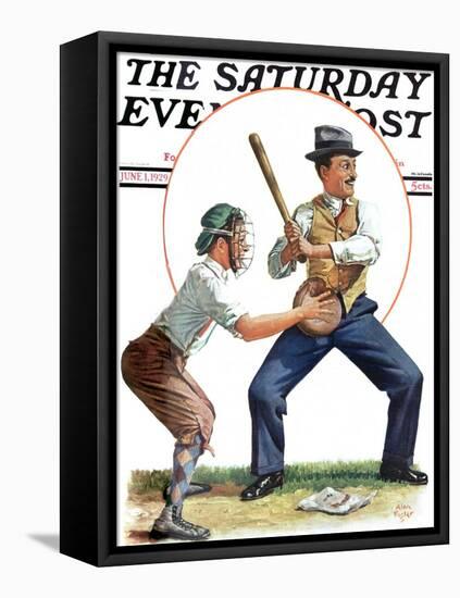 "Dad at Bat," Saturday Evening Post Cover, June 1, 1929-Alan Foster-Framed Stretched Canvas