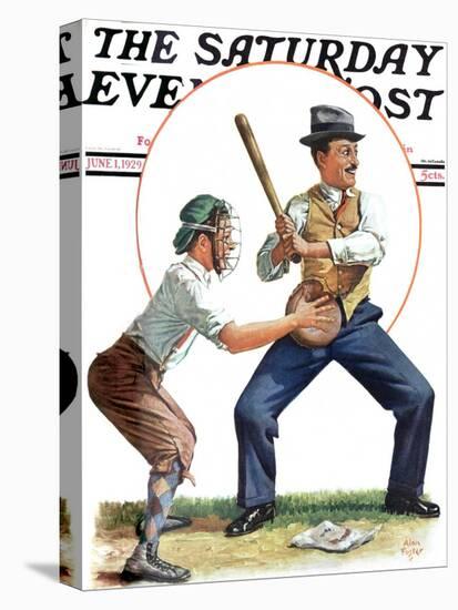 "Dad at Bat," Saturday Evening Post Cover, June 1, 1929-Alan Foster-Stretched Canvas