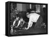 Dad Plays with the Kids on Christmas Morning, Ca. 1950-null-Framed Stretched Canvas