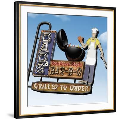 Dad's Southern Style Bar-B-Q Anthony Ross Art Print BBQ Restaurant Poster 14x14 