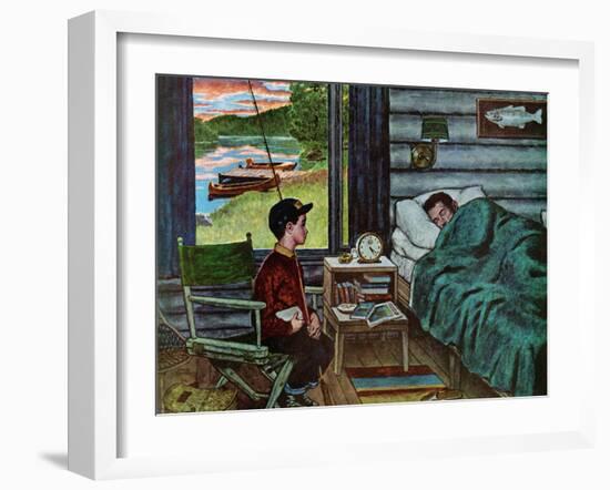 "Dad, the Fish are Biting," August 25, 1962-Amos Sewell-Framed Giclee Print