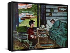 "Dad, the Fish are Biting," August 25, 1962-Amos Sewell-Framed Stretched Canvas