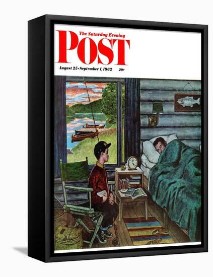 "Dad, the Fish are Biting," Saturday Evening Post Cover, August 25, 1962-Amos Sewell-Framed Stretched Canvas