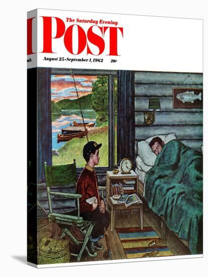 "Dad, the Fish are Biting," Saturday Evening Post Cover, August 25, 1962-Amos Sewell-Stretched Canvas