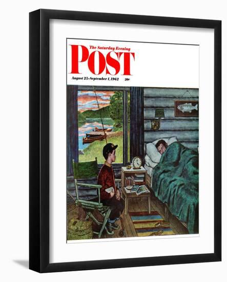 "Dad, the Fish are Biting," Saturday Evening Post Cover, August 25, 1962-Amos Sewell-Framed Giclee Print
