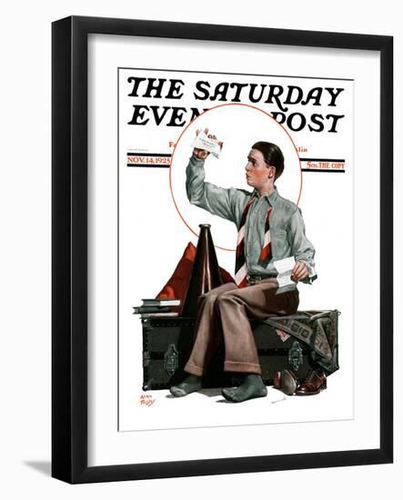 "Dad, Where's the Cash?," Saturday Evening Post Cover, November 14, 1925-Alan Foster-Framed Giclee Print