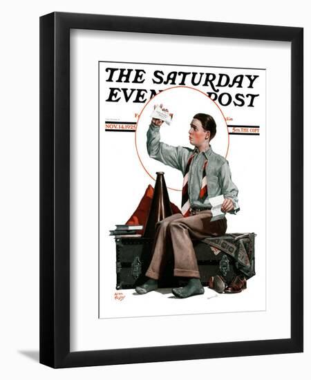 "Dad, Where's the Cash?," Saturday Evening Post Cover, November 14, 1925-Alan Foster-Framed Giclee Print