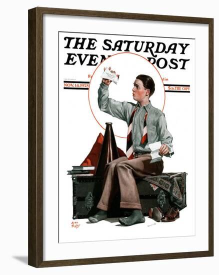 "Dad, Where's the Cash?," Saturday Evening Post Cover, November 14, 1925-Alan Foster-Framed Giclee Print