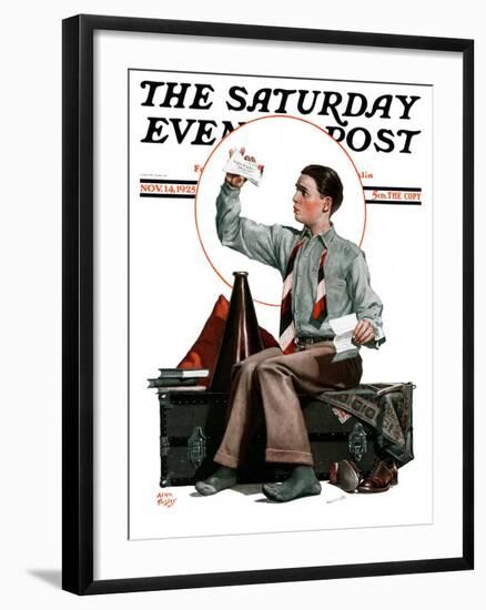 "Dad, Where's the Cash?," Saturday Evening Post Cover, November 14, 1925-Alan Foster-Framed Giclee Print