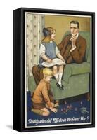 Daddy, What Did YOU Do in the Great War ?' a Patriotic Poster Depicting a Father and Is Family-Savile Lumley-Framed Stretched Canvas