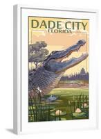 Dade City, Florida - Alligator Scene-Lantern Press-Framed Art Print