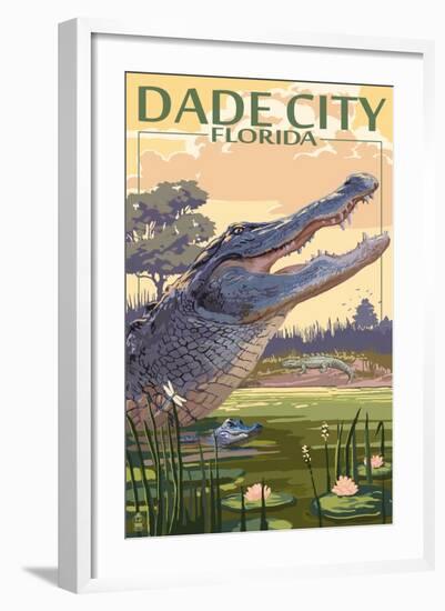 Dade City, Florida - Alligator Scene-Lantern Press-Framed Art Print