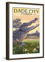 Dade City, Florida - Alligator Scene-Lantern Press-Framed Art Print