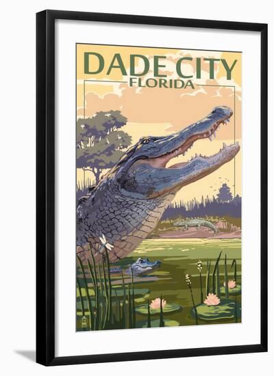 Dade City, Florida - Alligator Scene-Lantern Press-Framed Art Print