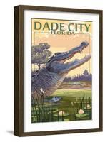 Dade City, Florida - Alligator Scene-Lantern Press-Framed Art Print