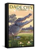 Dade City, Florida - Alligator Scene-Lantern Press-Framed Stretched Canvas