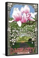Dade City, Florida - Magnolias-Lantern Press-Framed Stretched Canvas