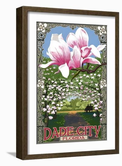 Dade City, Florida - Magnolias-Lantern Press-Framed Art Print