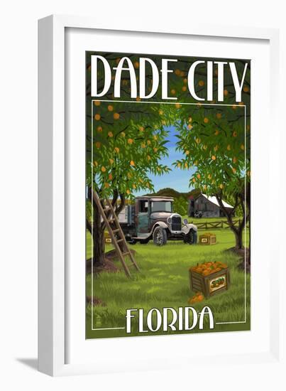 Dade City, Florida - Orange Orchard Scene-Lantern Press-Framed Art Print