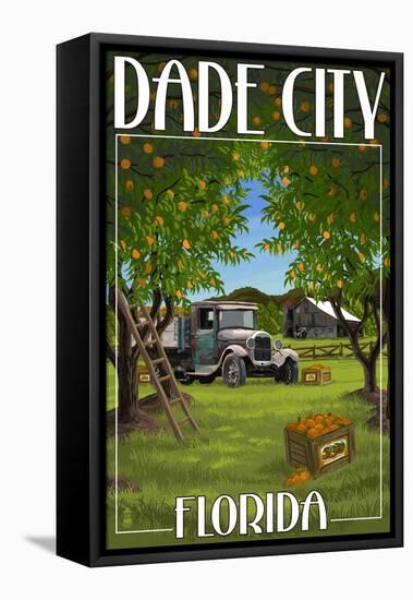 Dade City, Florida - Orange Orchard Scene-Lantern Press-Framed Stretched Canvas