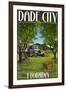 Dade City, Florida - Orange Orchard Scene-Lantern Press-Framed Art Print