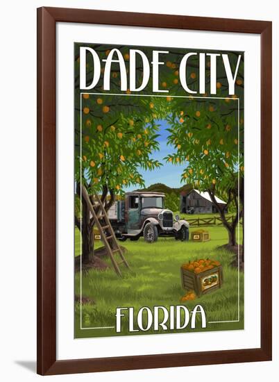 Dade City, Florida - Orange Orchard Scene-Lantern Press-Framed Art Print