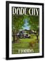 Dade City, Florida - Orange Orchard Scene-Lantern Press-Framed Art Print