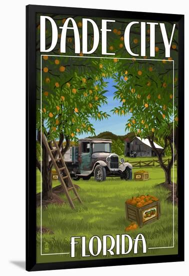 Dade City, Florida - Orange Orchard Scene-Lantern Press-Framed Art Print