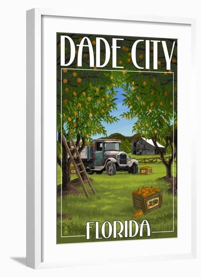 Dade City, Florida - Orange Orchard Scene-Lantern Press-Framed Art Print