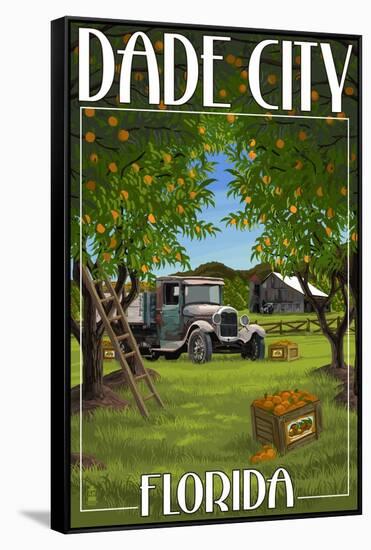 Dade City, Florida - Orange Orchard Scene-Lantern Press-Framed Stretched Canvas