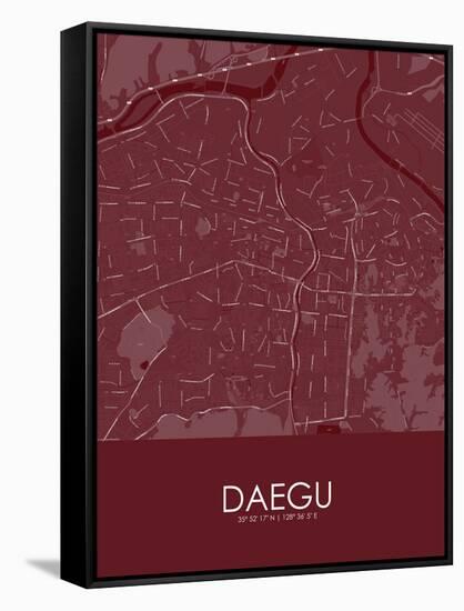 Daegu, Korea, Republic of Red Map-null-Framed Stretched Canvas