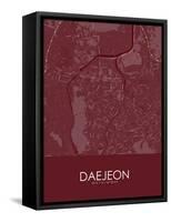 Daejeon, Korea, Republic of Red Map-null-Framed Stretched Canvas