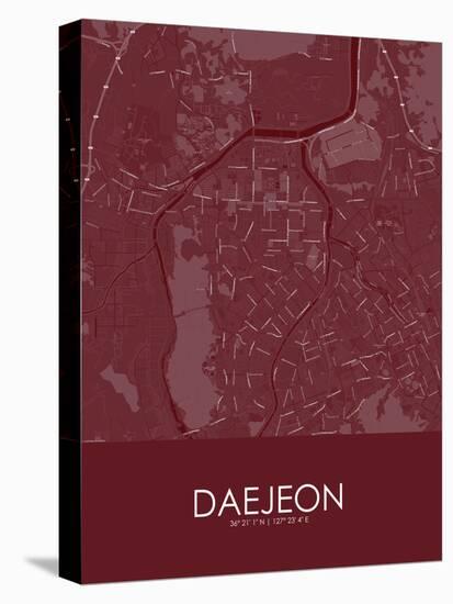 Daejeon, Korea, Republic of Red Map-null-Stretched Canvas