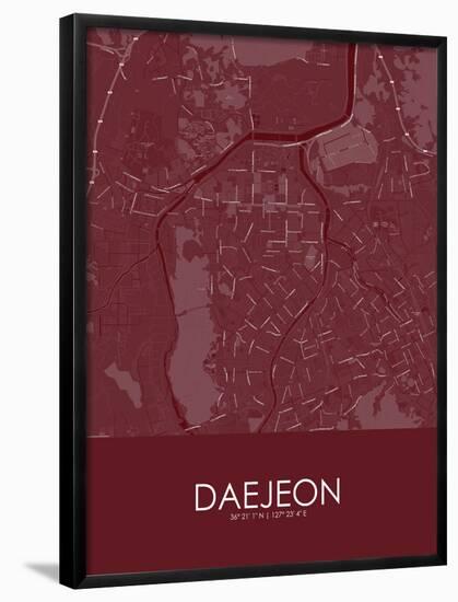 Daejeon, Korea, Republic of Red Map-null-Framed Poster