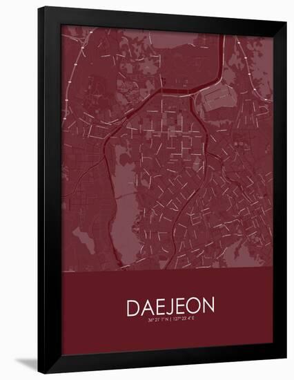 Daejeon, Korea, Republic of Red Map-null-Framed Poster